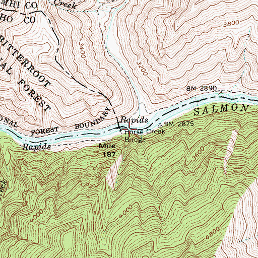 Topographic Map of Horse Creek, ID