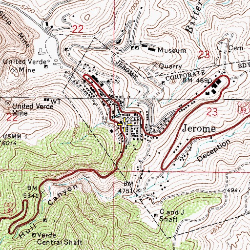 Topographic Map of Clark Street School, AZ