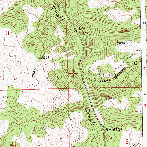 Topographic Map of Horse Heaven Creek, ID
