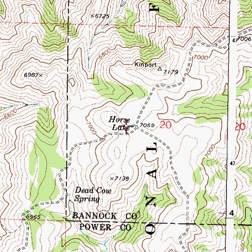 Topographic Map of Horse Lake, ID