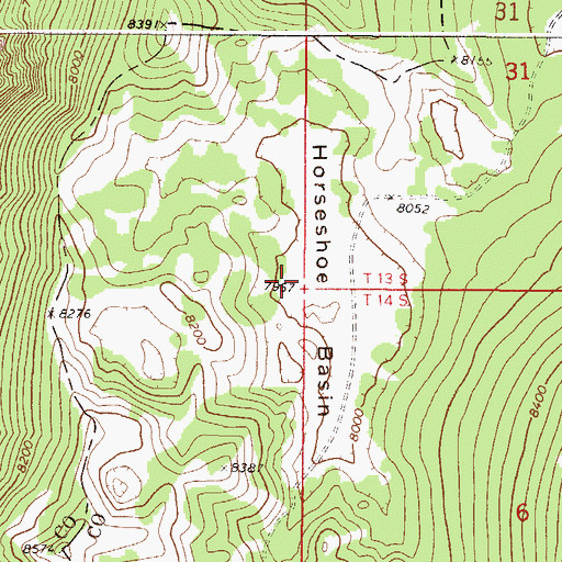 Topographic Map of Horsehoe Basin, ID