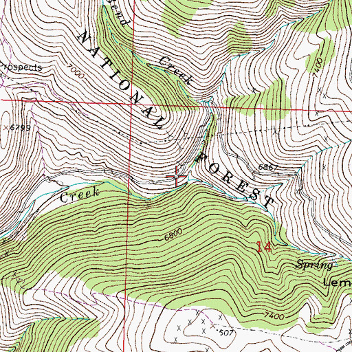 Topographic Map of Horseshoe Bend Creek, ID