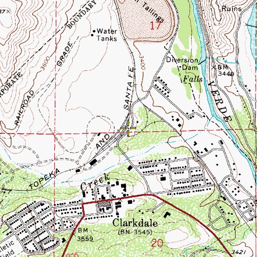 Topographic Map of Clarkdale Railroad Station, AZ
