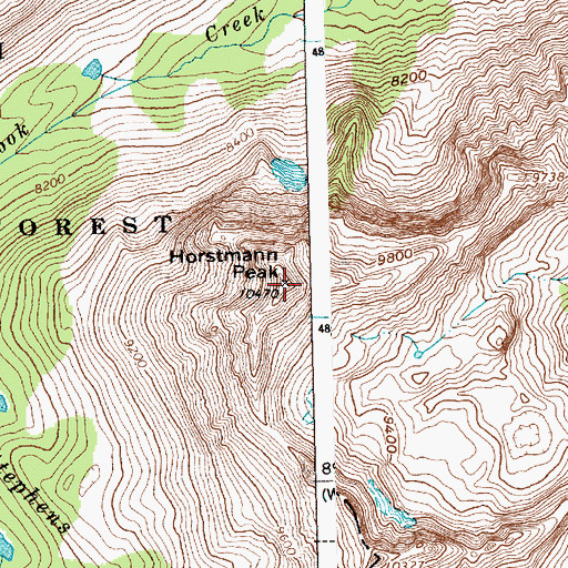 Topographic Map of Horstmann Peak, ID