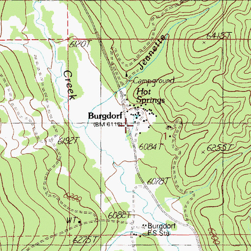 Topographic Map of Hot Springs, ID