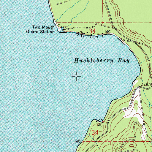 Topographic Map of Huckleberry Bay, ID