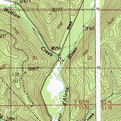 Topographic Map of Hudlow Creek, ID