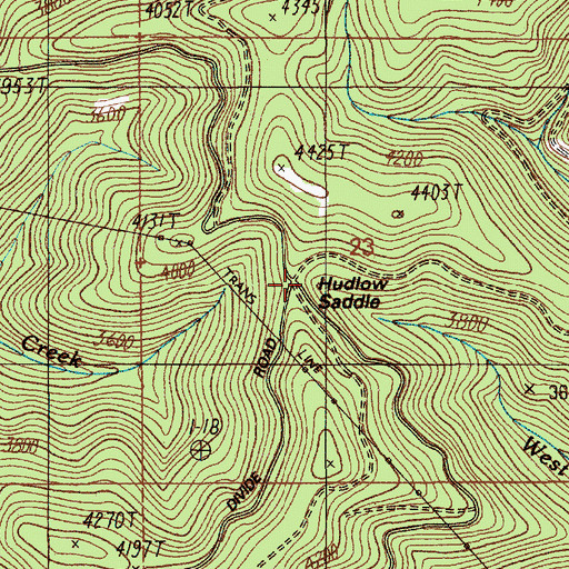 Topographic Map of Hudlow Saddle, ID
