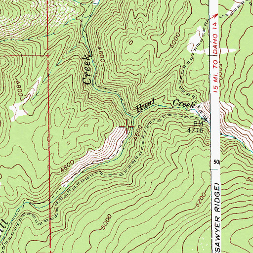 Topographic Map of Hunt Creek, ID