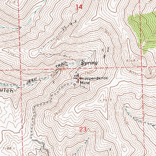 Topographic Map of Independence Mine, ID