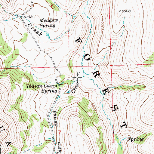 Topographic Map of Indian Camp Spring Creek, ID