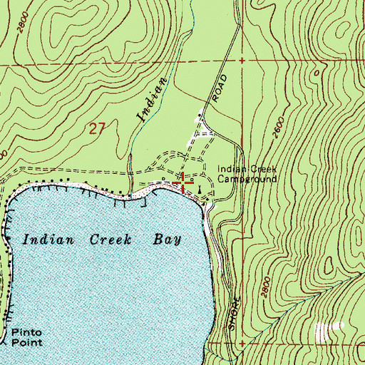 Topographic Map of Indian Creek Campground, ID