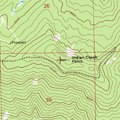 Topographic Map of Indian Creek Point, ID