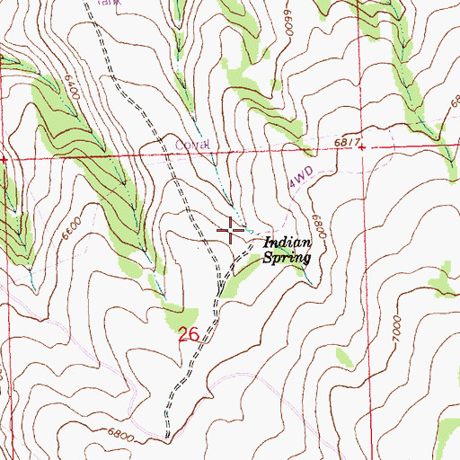 Topographic Map of Indian Spring, ID