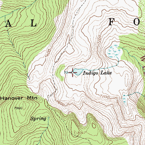 Topographic Map of Indigo Lake, ID