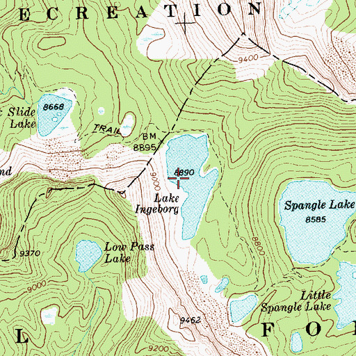 Topographic Map of Lake Ingeborg, ID