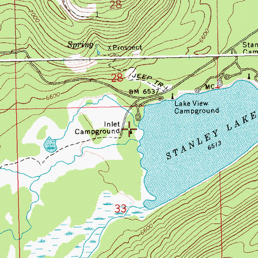 Topographic Map of Inlet Campground, ID