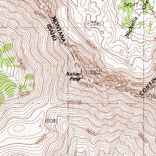 Topographic Map of Italian Peak, ID