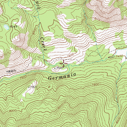 Topographic Map of Jack Creek, ID