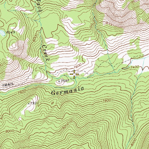 Topographic Map of Jack Creek, ID