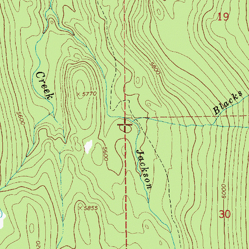 Topographic Map of Jackson Creek, ID
