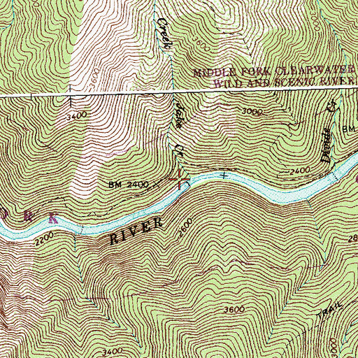 Topographic Map of Jake Creek, ID