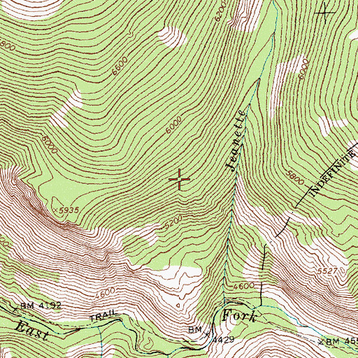 Topographic Map of Jeanette Creek, ID