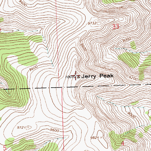 Topographic Map of Jerry Peak, ID