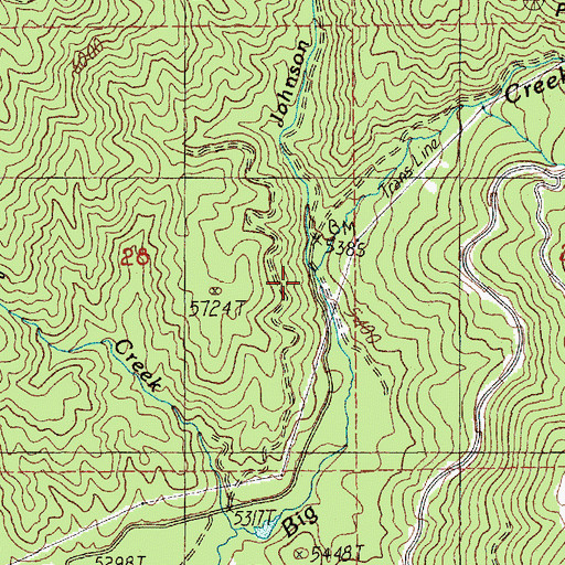 Topographic Map of Johnson Creek, ID