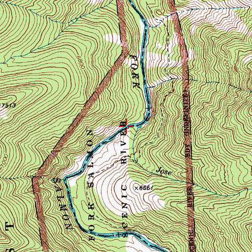 Topographic Map of Jose Creek, ID