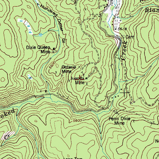 Topographic Map of Juanita Mine, ID