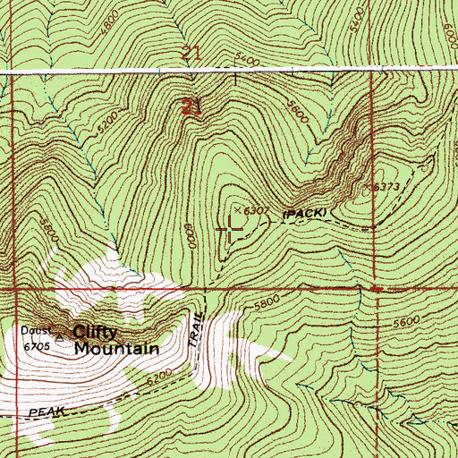 Topographic Map of Katka Peak Trail, ID
