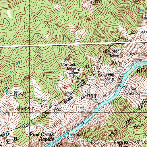Topographic Map of Kentuck Mine, ID