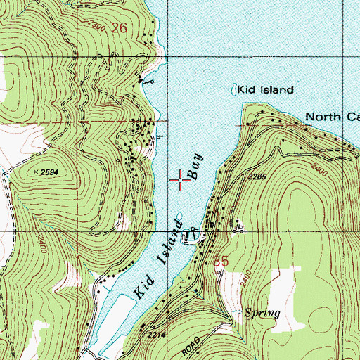 Topographic Map of Kid Island Bay, ID