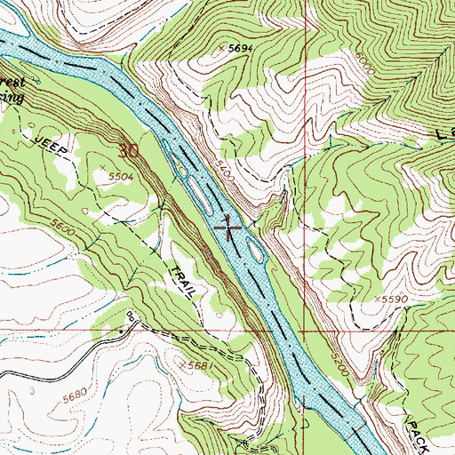 Topographic Map of Ladder Canyon, ID