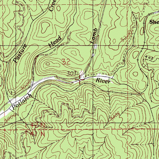 Topographic Map of Lamb Creek, ID