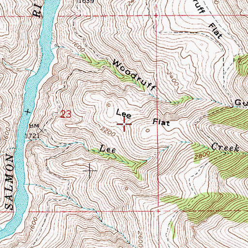 Topographic Map of Lee Flat, ID