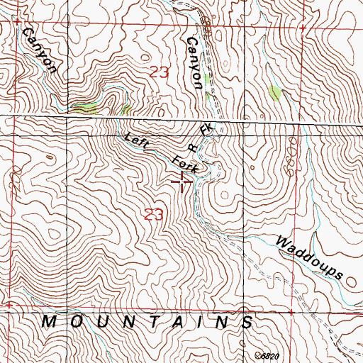 Topographic Map of Left Fork Waddoups Canyon, ID