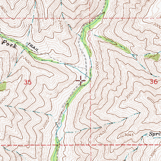 Topographic Map of Left Fork Wolf Creek, ID
