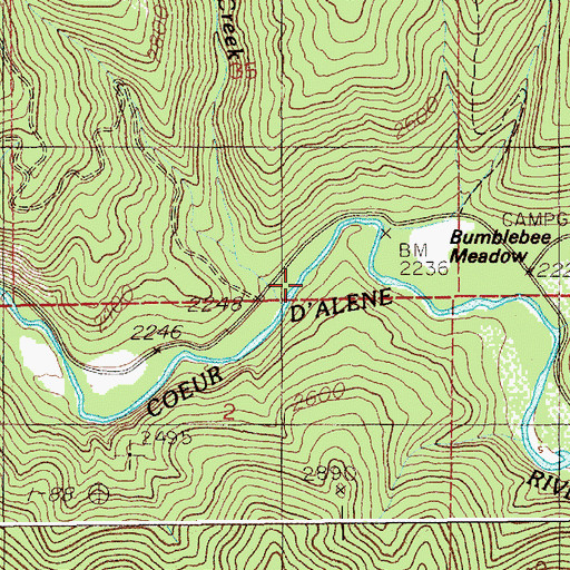 Topographic Map of Little Bumblebee Creek, ID