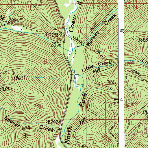 Topographic Map of Little Creek, ID