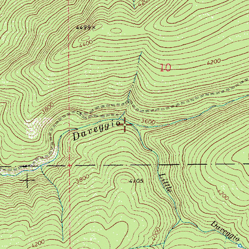 Topographic Map of Little Daveggio Creek, ID