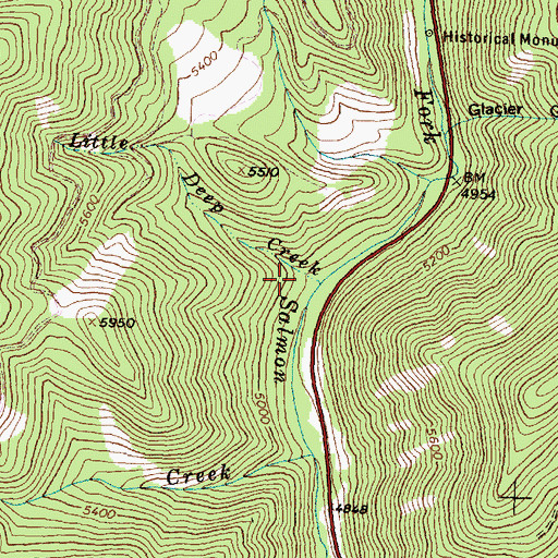 Topographic Map of Little Deep Creek, ID