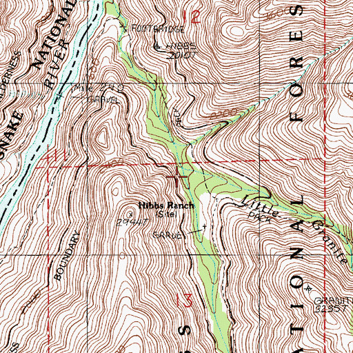 Topographic Map of Little Granite Creek, ID