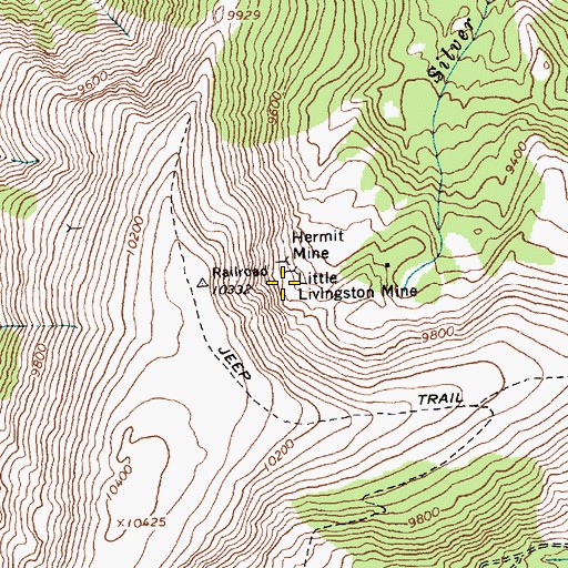 Topographic Map of Little Livingston Mine, ID
