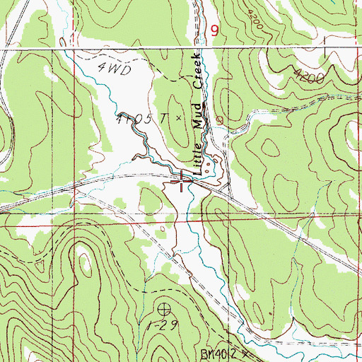 Topographic Map of Little Mud Creek, ID