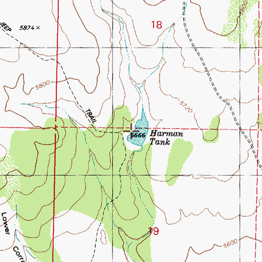 Topographic Map of Harman Tank, AZ