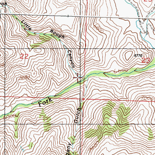 Topographic Map of Little Rough Canyon, ID
