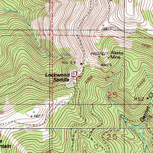 Topographic Map of Lockwood Saddle, ID