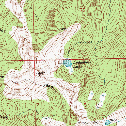Topographic Map of Lodgepole Lake, ID